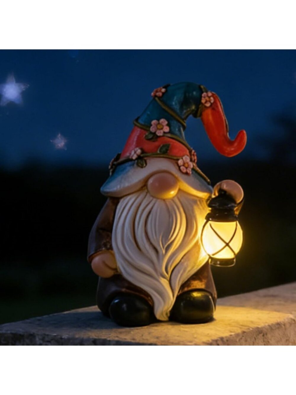 Solar Garden Gnome Statues with LED Light - Mini 4.9" Outdoor Decor for Yard